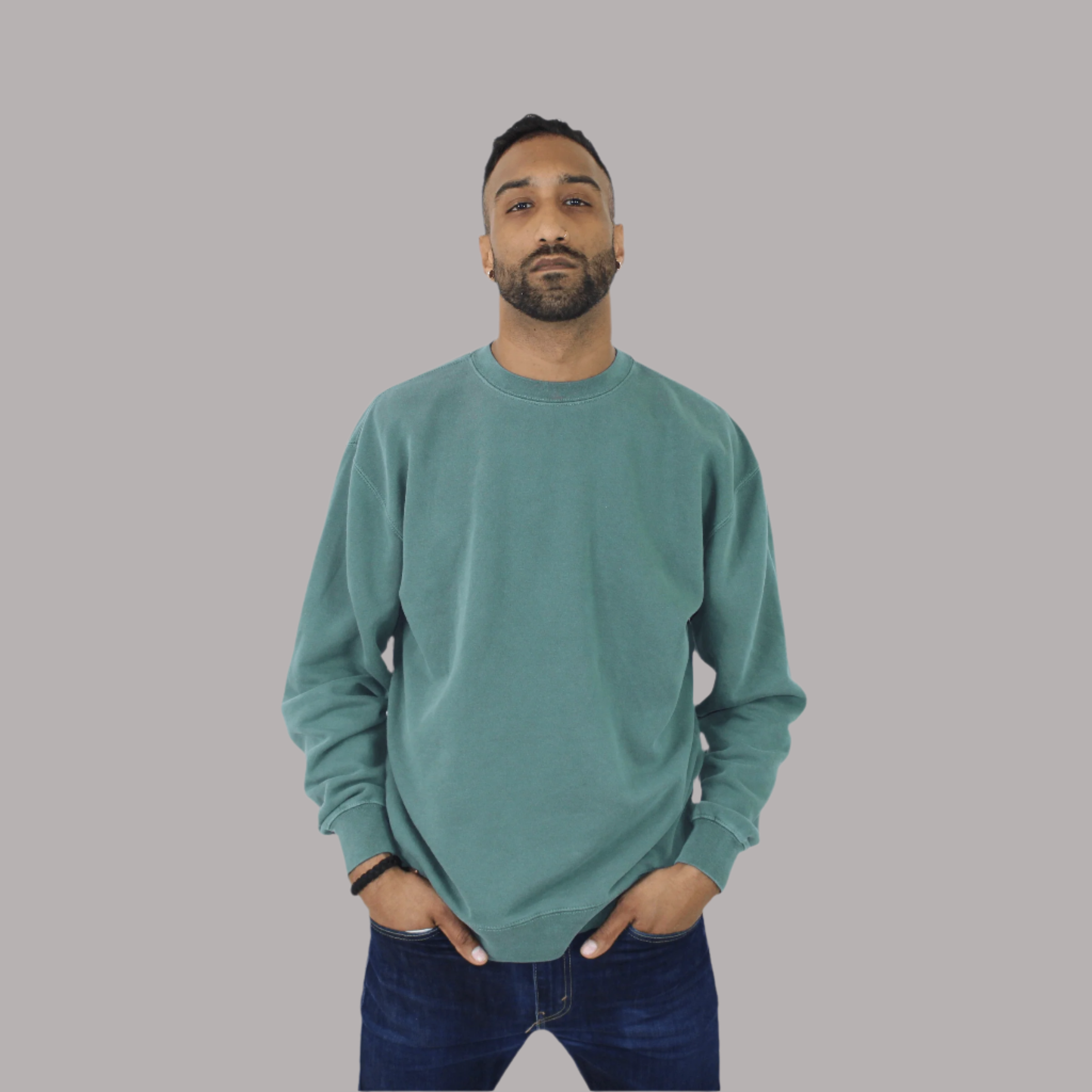 Green Soft and Shrink Resistant Men s Crewneck Sweatshirt from Clothes By Graham Clothes by Graham