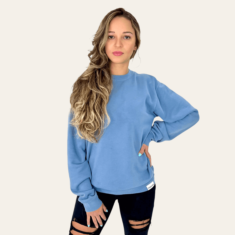 womens blue crewneck sweatshirt