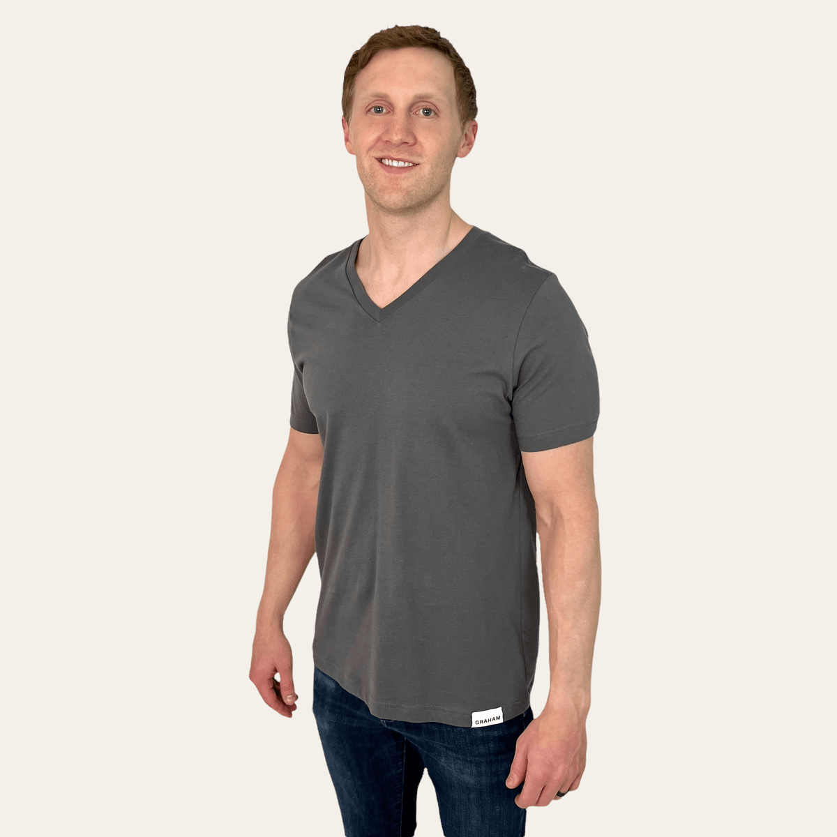 mens grey v-neck t-shirt