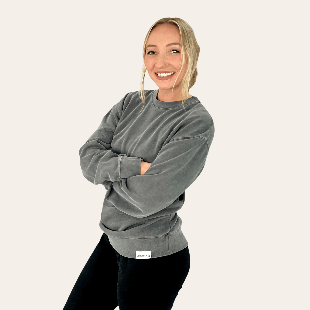 womens grey crewneck sweatshirt