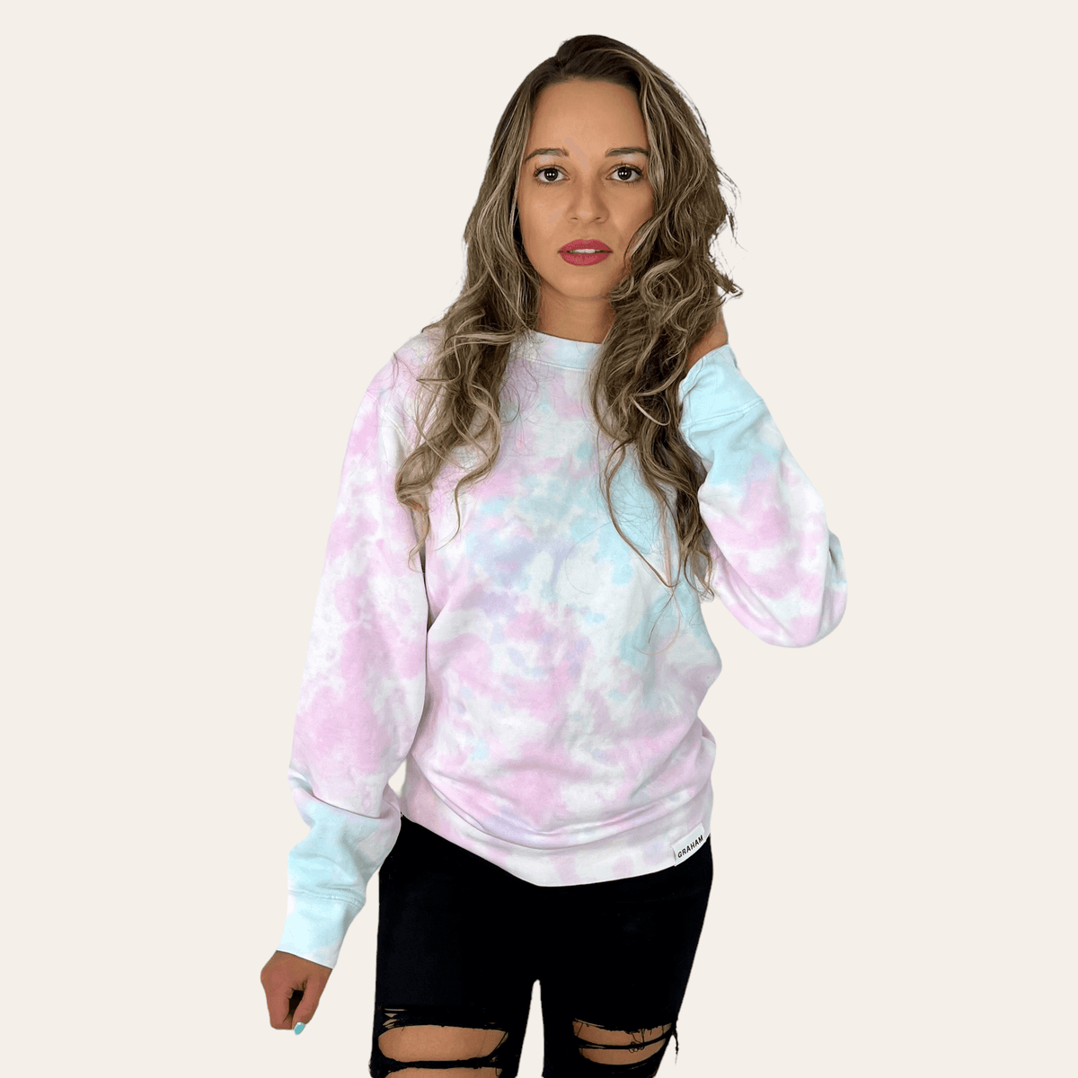 womens tie dye crewneck sweatshirt