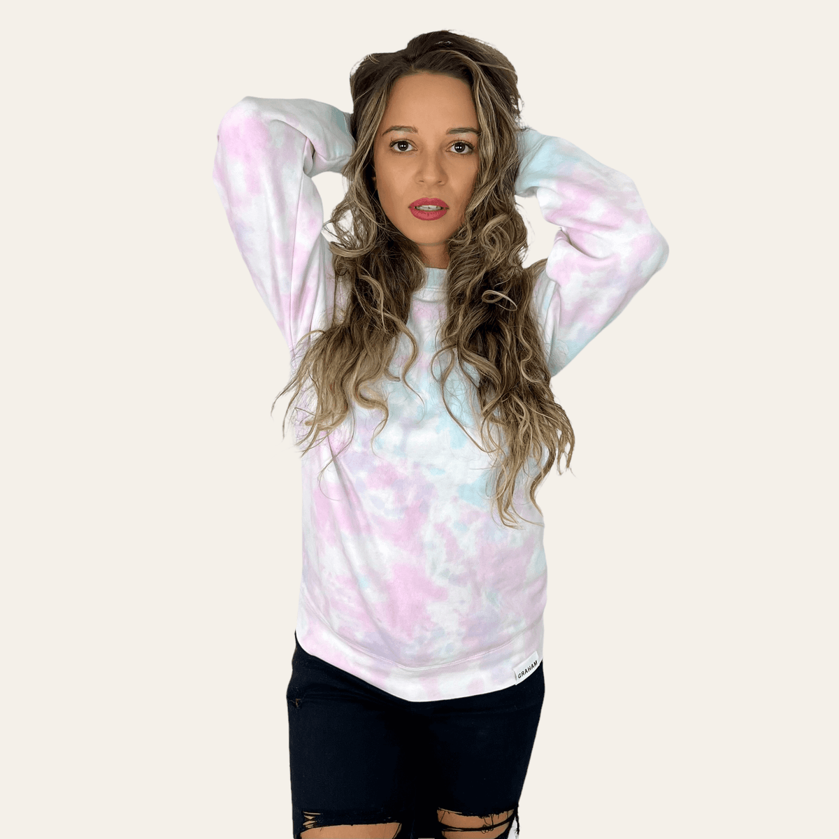 womens tie dye crewneck sweatshirt