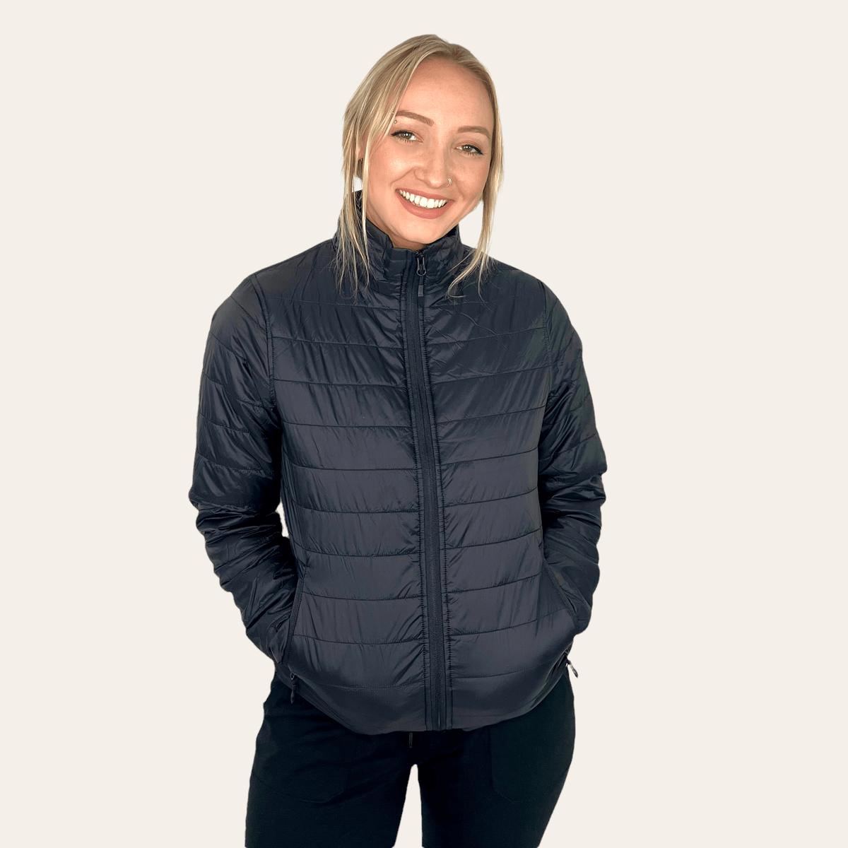 womens black puffer jacket