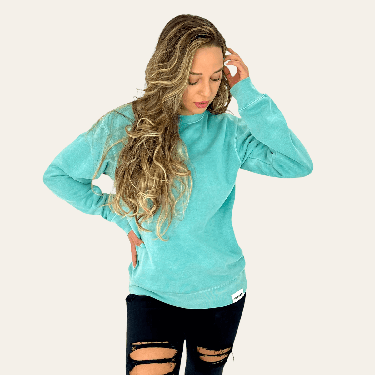 womens mint crew neck sweatshirt