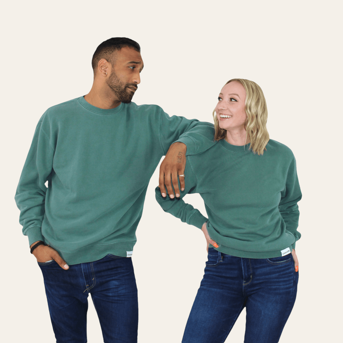 womens green crewneck sweatshirt