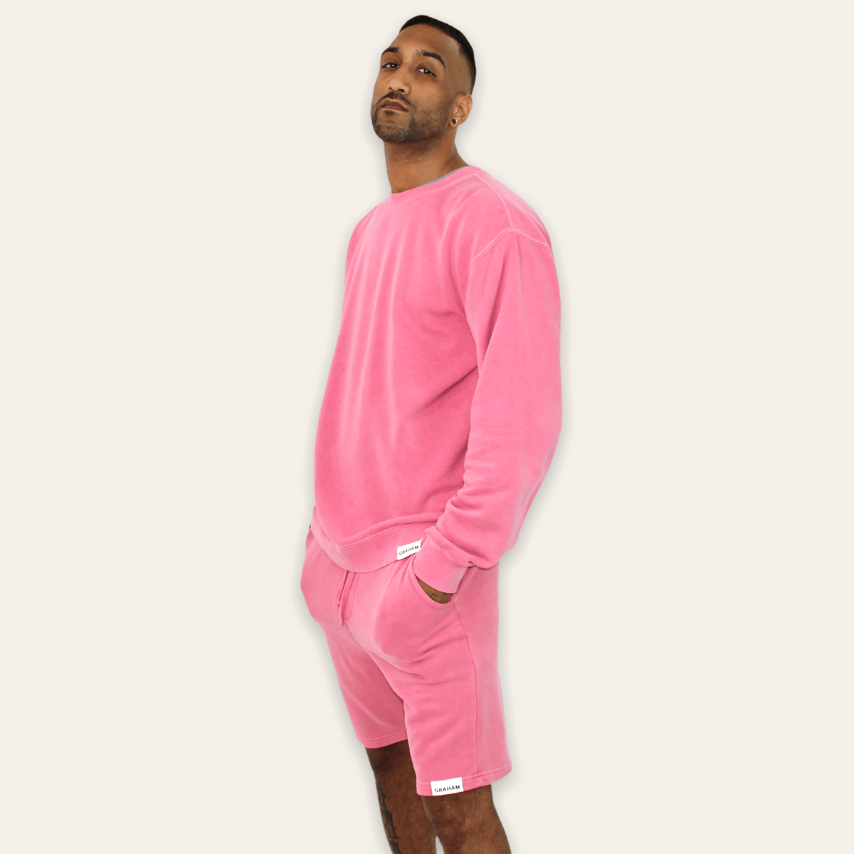 mens pink crew neck sweatshirt