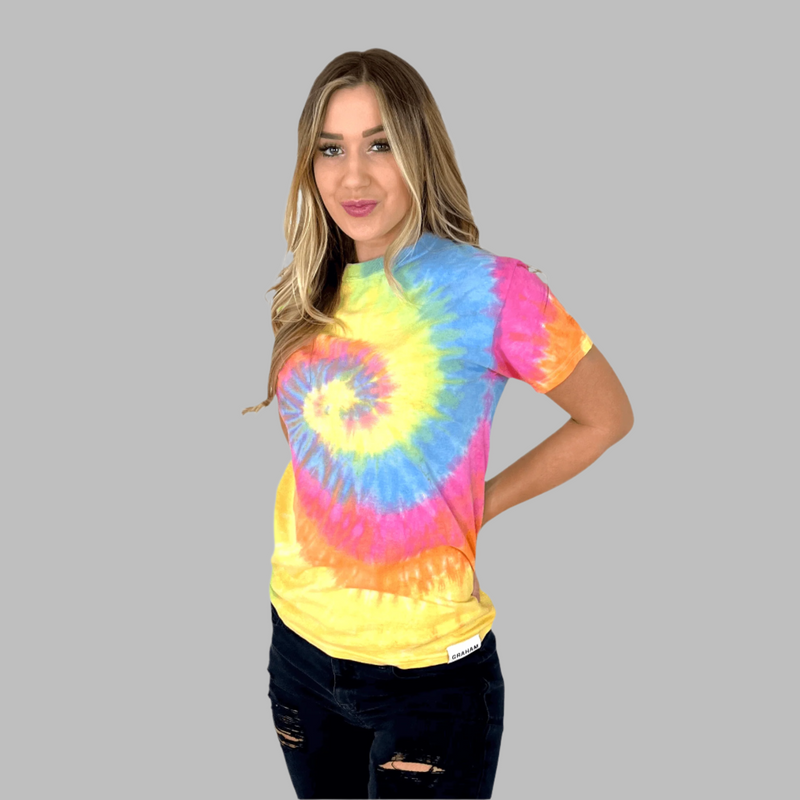 womens tie dye crew neck t-shirt