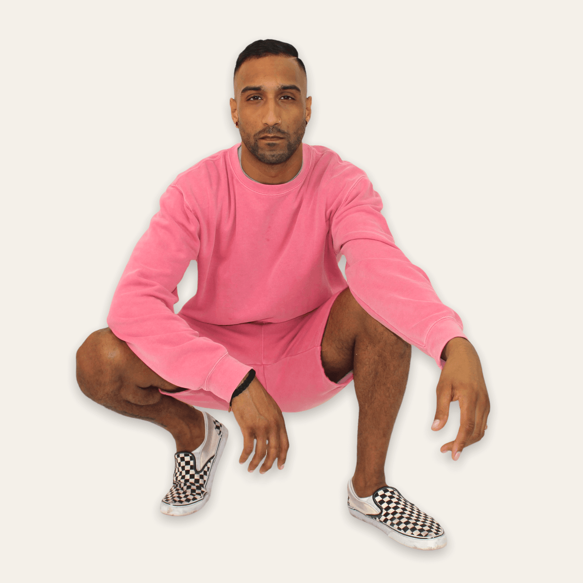 mens pink crew neck sweatshirt