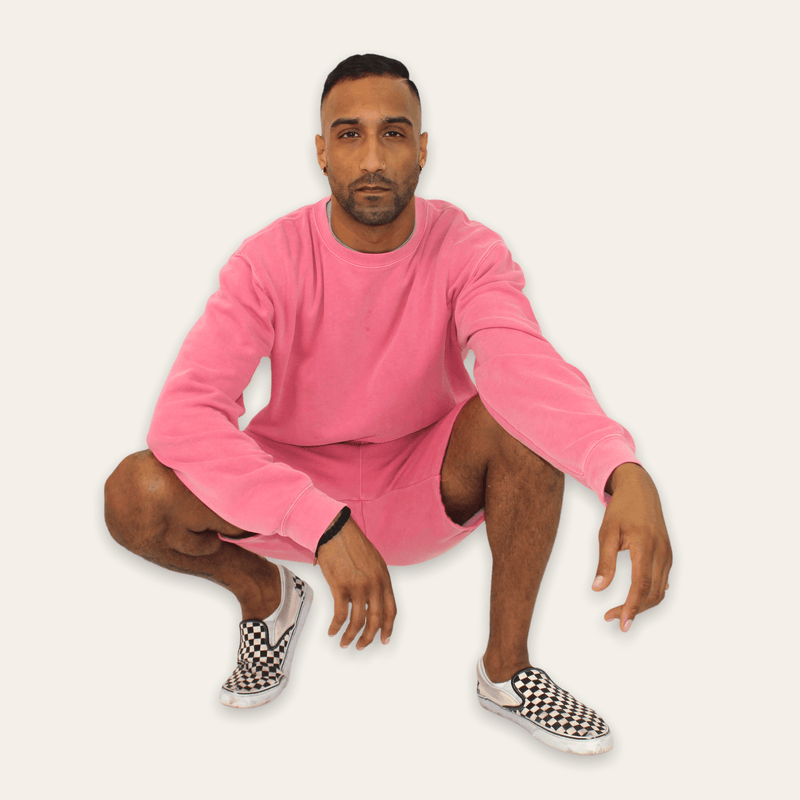 mens pink crew neck sweatshirt
