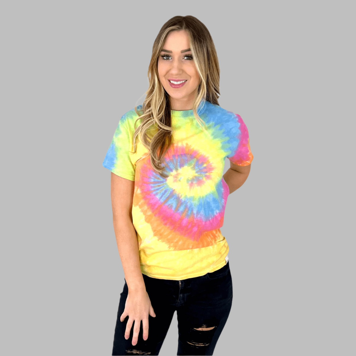 womens tie dye crew neck t-shirt