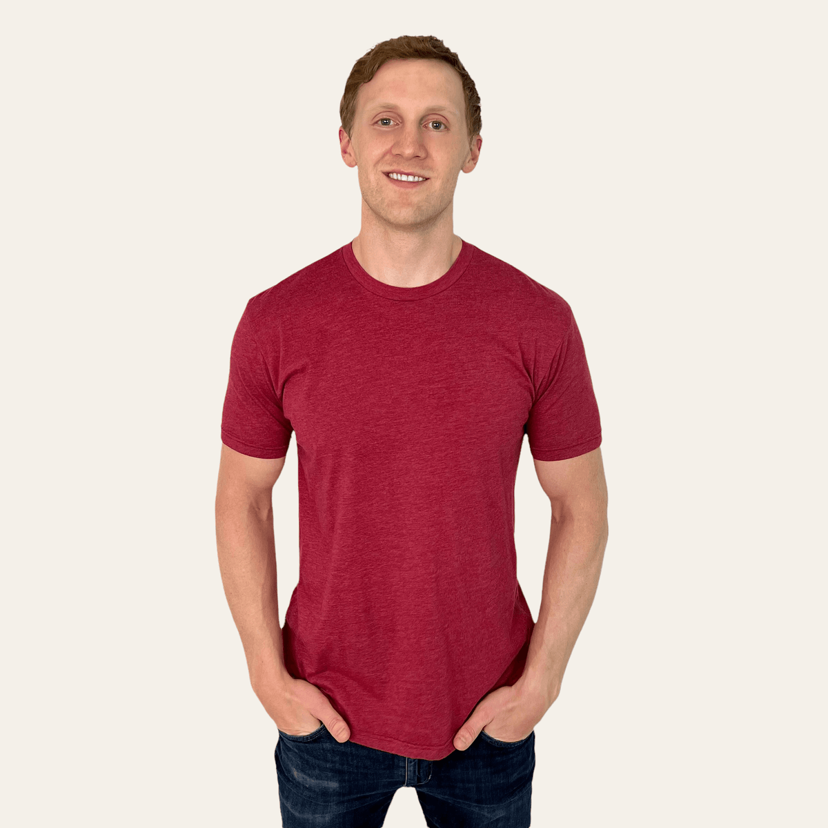 mens red crew neck t-shirt