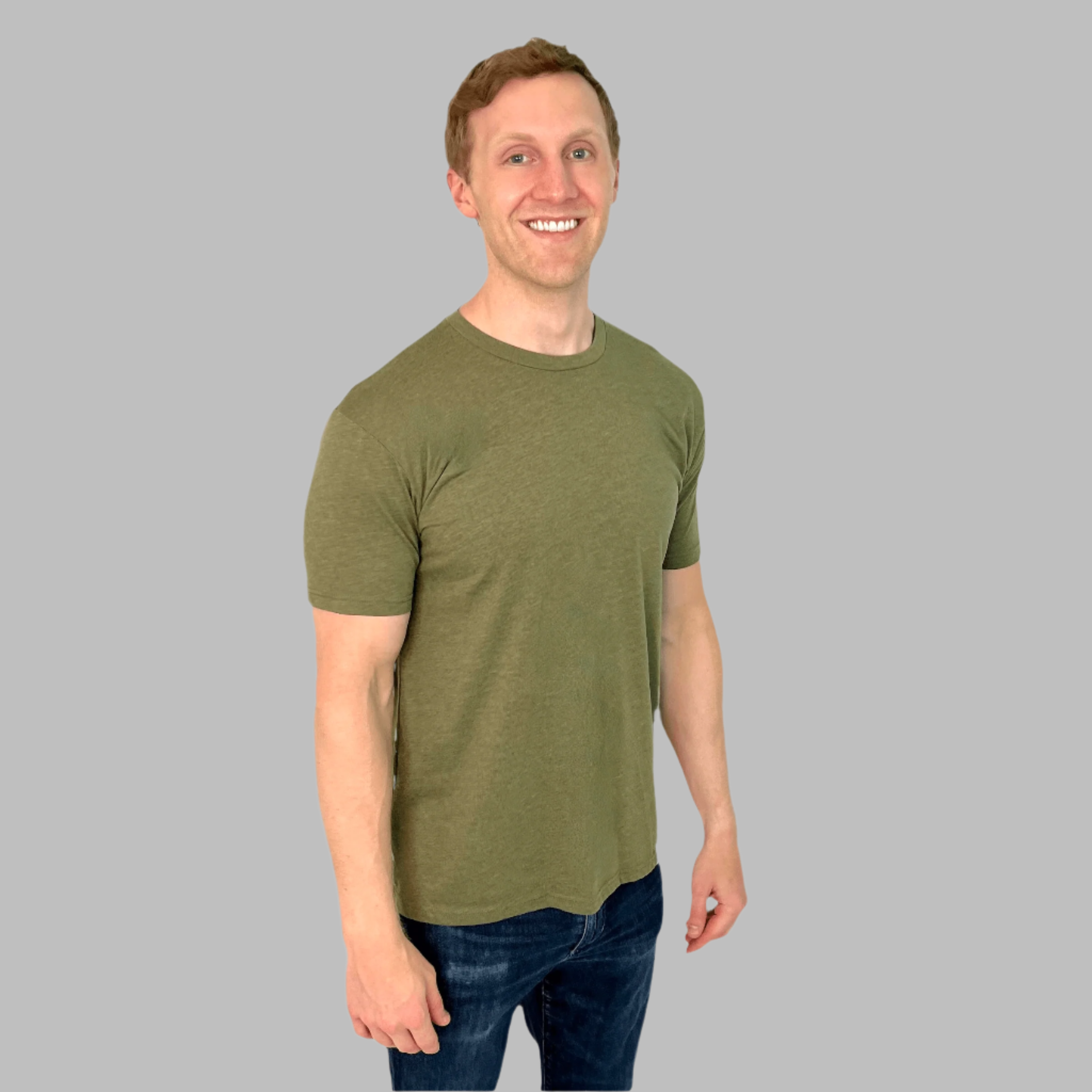 mens military green crew neck t-shirt