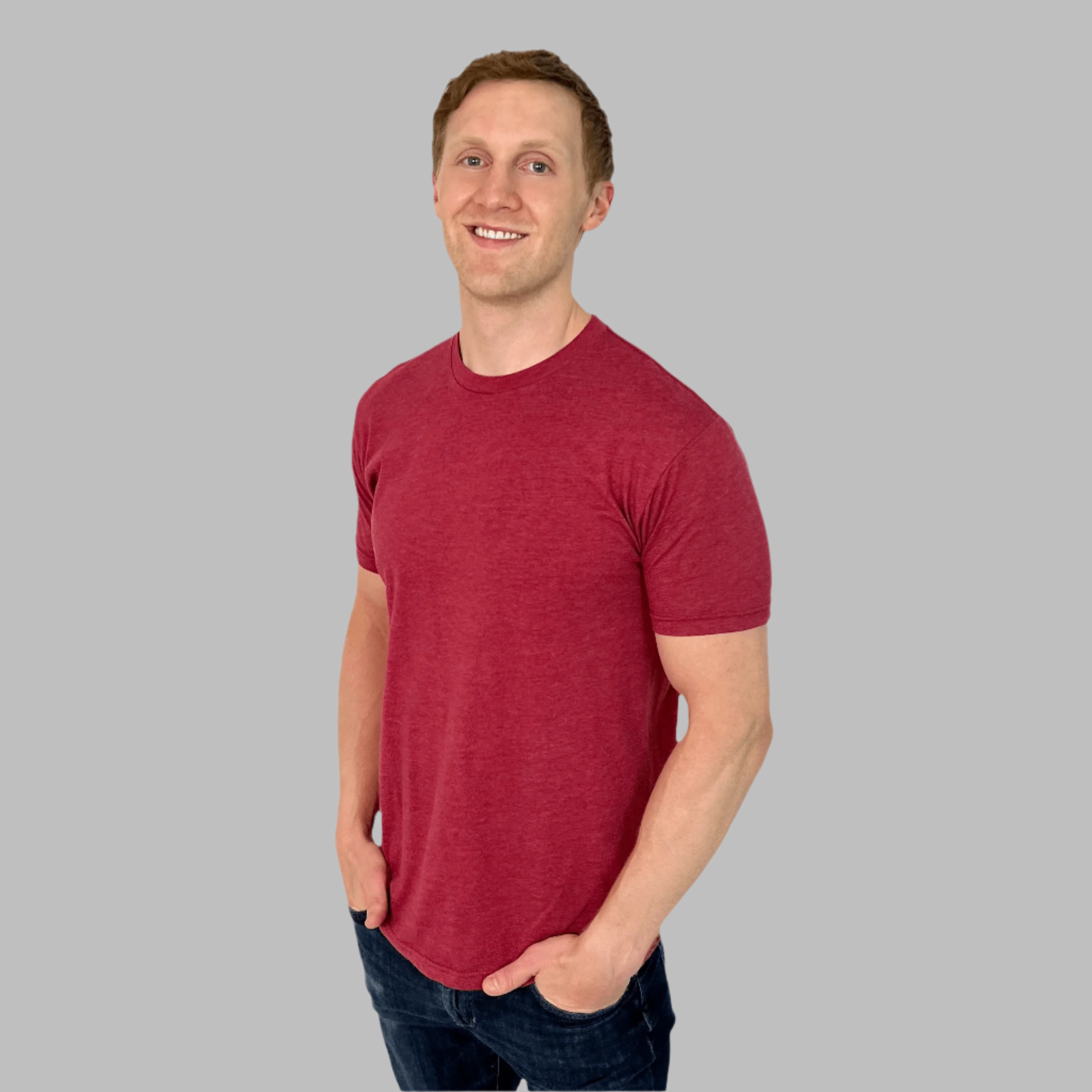 mens red crew neck t-shirt